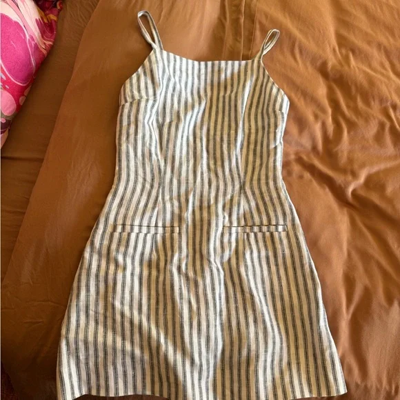 Reformation Blue and White Striped Mini Phillips Dress - Picture 3 of 5